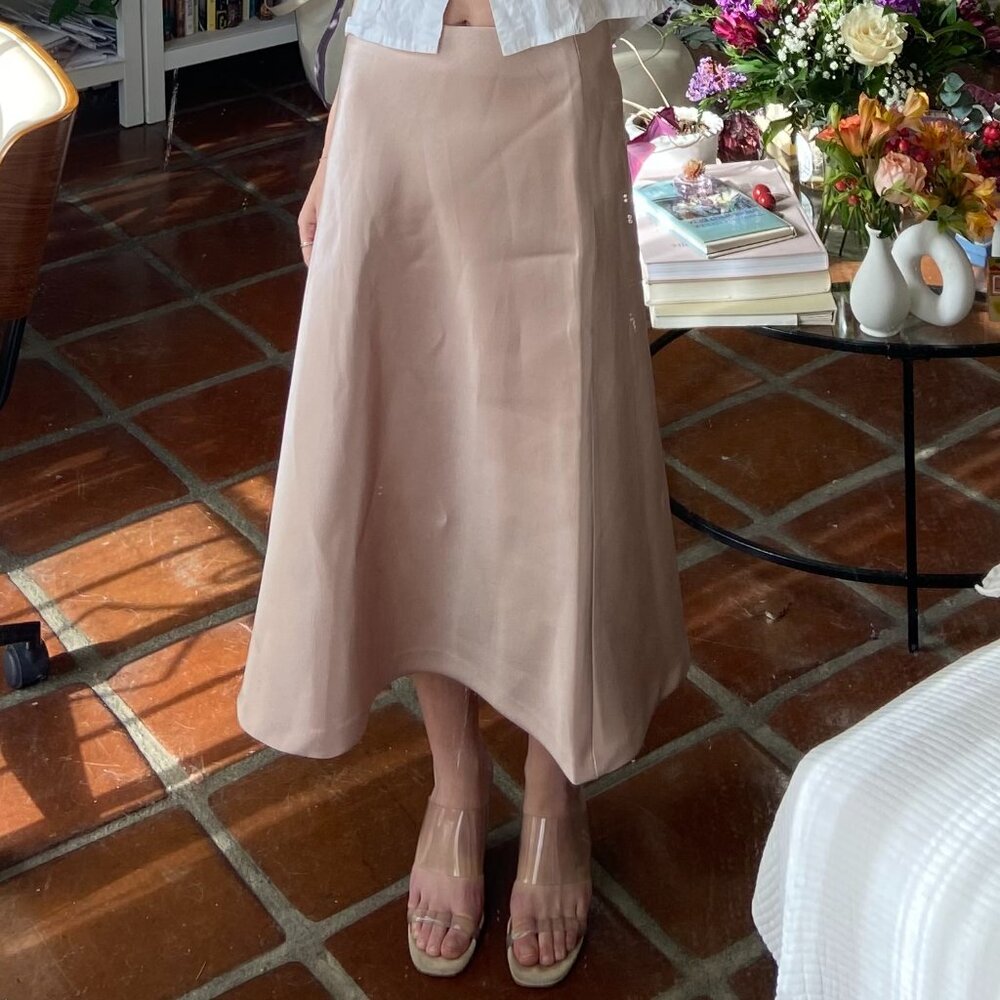 Petite Studio Ballet Pink Satin Midi Skirt